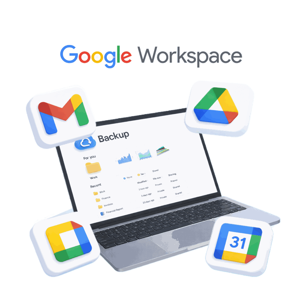 Google Workspace backup with Mindtime: Gmail, Drive, Calendar and Contacts