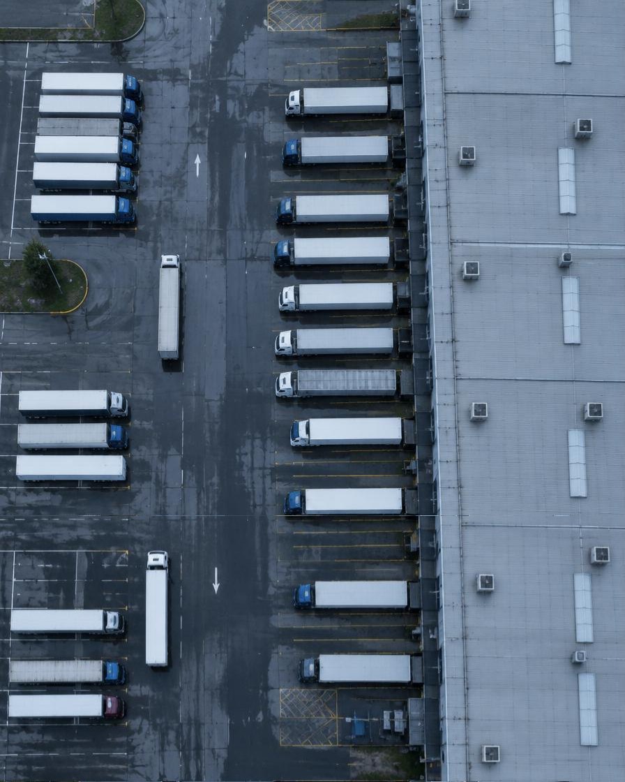 Trucks at a distribution centre