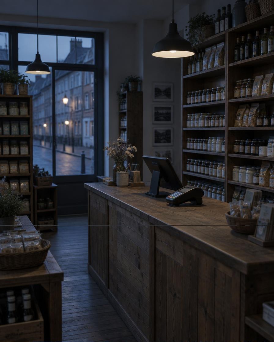 Shop interior with products on display