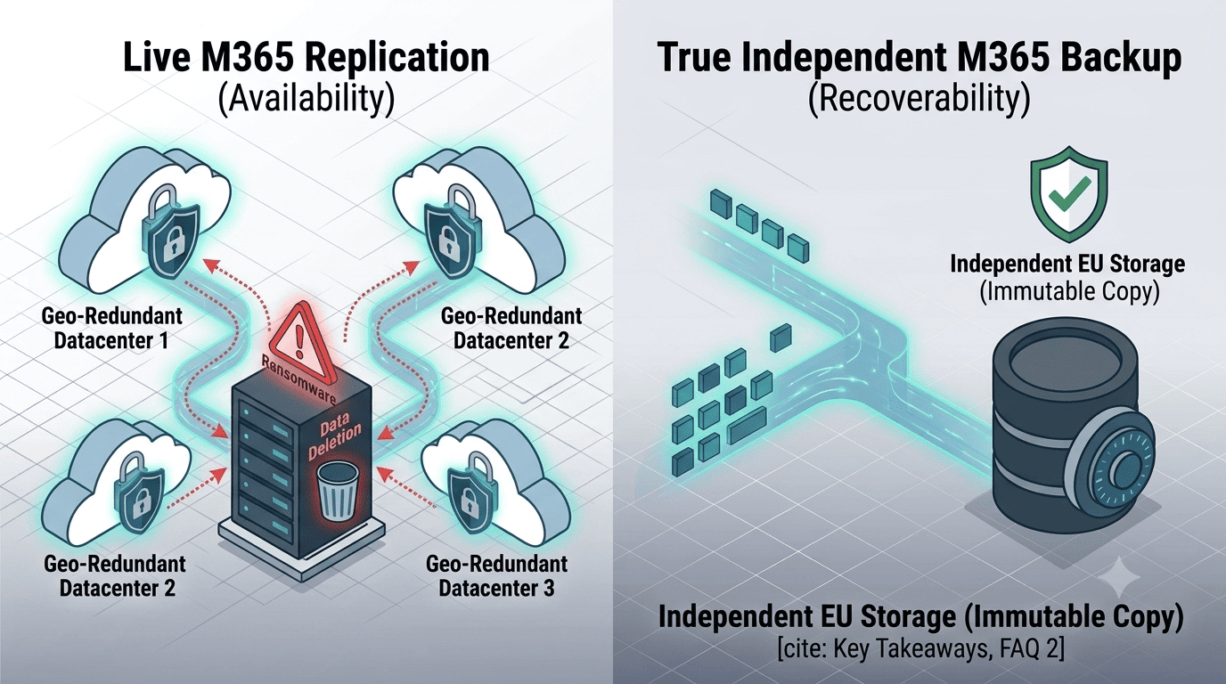 Replication vs backup in Microsoft 365 — availability is not recoverability
